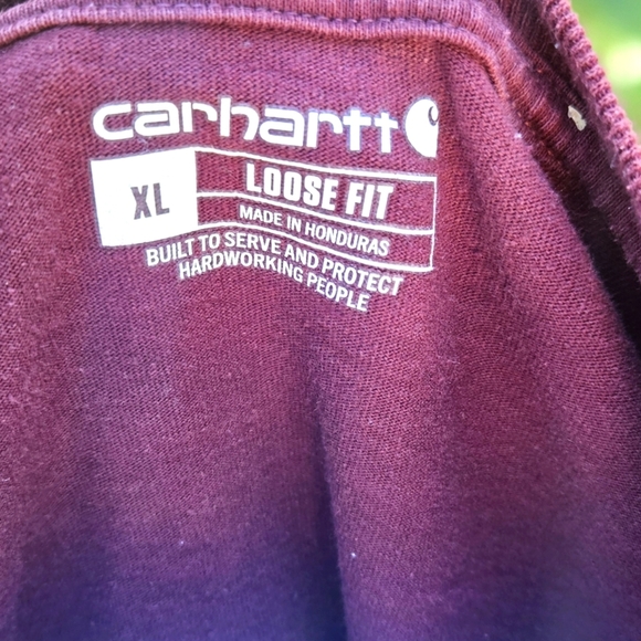 Carhartt Burgundy Long Sleeve Tee Size XL Loose Fit W Flaw - Picture 4 of 5